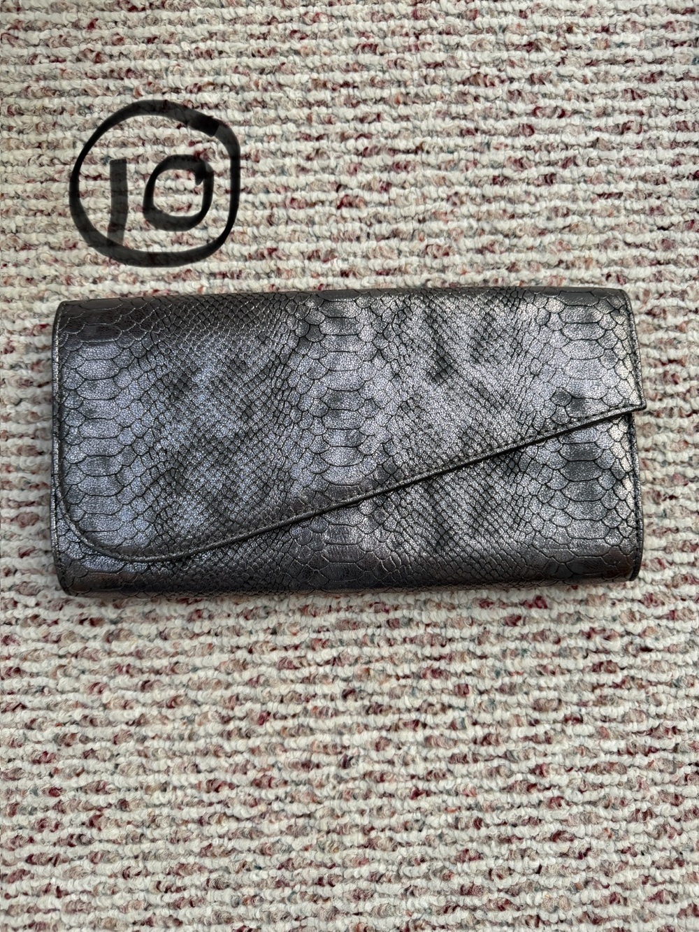 Textured Metallic Black Clutch Wallet - Women's Bag